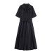 Collar short sleeved single breasted shirt solid color dress for women
