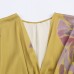 V-neck five quarter sleeve printed MIDI dress for women