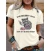 Short sleeved female raccoon slogan