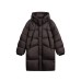 white duck down Zipper closure  Hooded collar  Over-knee long silhouette Hooded down