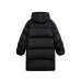 white duck down Zipper closure  Hooded collar  Over-knee long silhouette Hooded down