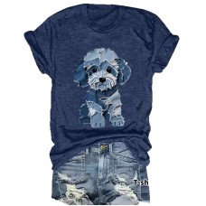 Printed short sleeved fragments denim dog
