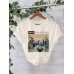 Short sleeved letter print