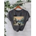 Short sleeved letter print