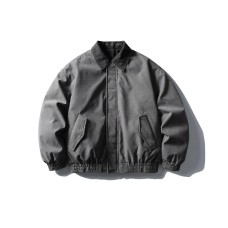 Loose Color-blocked Turn-down Collar Flight Cotton Coat