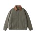 Color-Blocked Lapel Cotton Coat for Men Trendy Vintage Workwear Jacket