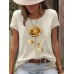 T-shirt gold rose round neck pullover short sleeved shirt