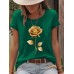 T-shirt gold rose round neck pullover short sleeved shirt
