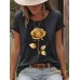 T-shirt gold rose round neck pullover short sleeved shirt