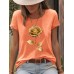 T-shirt gold rose round neck pullover short sleeved shirt