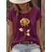 T-shirt gold rose round neck pullover short sleeved shirt