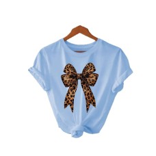 Short sleeved leopard print bow Short sleeved leopard print bow