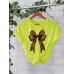 Short sleeved leopard print bow
