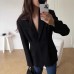 Commuter Vintage Black Blazer for Women,Professional Slim Fit Tailored Suit Jacket