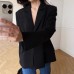 Commuter Vintage Black Blazer for Women,Professional Slim Fit Tailored Suit Jacket