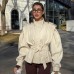 Style Minimalist Design Loose Slim Fit Belted Waist Long Sleeve Notched Collar Commuter Versatile Trench Coat for Women