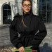 Style Minimalist Design Loose Slim Fit Belted Waist Long Sleeve Notched Collar Commuter Versatile Trench Coat for Women
