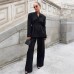 Style Commuter Black Suit Set for Women Office Slim Fit Blazer and Trousers Two-Piece Set