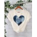 Short sleeved women's t-shirt denim heart print