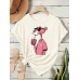 Fun Pink Panther Casual Round Neck Short Sleeve