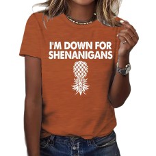 Printed short sleeved pineapple letter print Printed short sleeved pineapple letter print