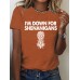 Printed short sleeved pineapple letter print