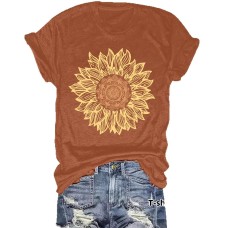 Sunflower pattern short sleeved women