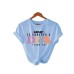 Round neck short sleeved women's pure cotton Dior print