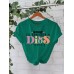 Round neck short sleeved women's pure cotton Dior print