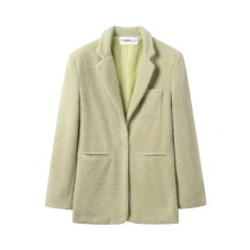 Collar long sleeved buckle green suede suit for women Collar long sleeved buckle green suede suit for women