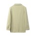 Collar long sleeved buckle green suede suit for women