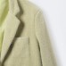 Collar long sleeved buckle green suede suit for women