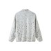 Stand up collar long sleeved sequined zipper jacket for women