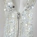 Stand up collar long sleeved sequined zipper jacket for women
