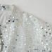 Stand up collar long sleeved sequined zipper jacket for women