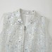 Stand up collar long sleeved sequined zipper jacket for women