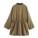 Collar long sleeved large pocket trench coat contrasting color coat for women