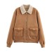 Versatile collar long sleeved zipper pocket jacket for women