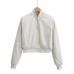 Round neck single breasted solid color jacket for women