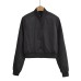 Round neck single breasted solid color jacket for women