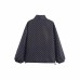 Wave dot half zipper loose jacket for women