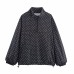 Wave dot half zipper loose jacket for women