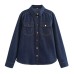 Flip collar versatile loose soft denim shirt jacket