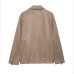 Flip collar zipper suede effect jacket for women