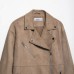 Flip collar zipper suede effect jacket for women