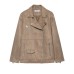 Flip collar zipper suede effect jacket for women