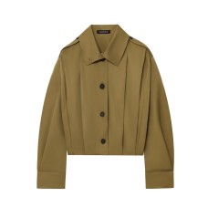 Collar single breasted solid color jacket for women