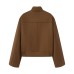 Stand up collar long sleeved zipper motorcycle jacket for women