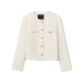 Round neck long sleeved single breasted solid color jacket for women