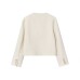 Round neck long sleeved single breasted solid color jacket for women